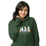 MMAA Pride - MMAA White Letters unisex eco raglan hoodie