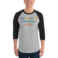 MMAA Pride - Advocating for Every Voice - 3/4 sleeve raglan shirt