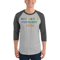 MMAA Pride - Advocating for Every Voice - 3/4 sleeve raglan shirt