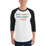 MMAA Pride - Advocating for Every Voice - 3/4 sleeve raglan shirt