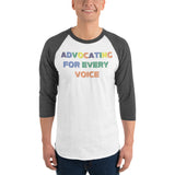 MMAA Pride - Advocating for Every Voice - 3/4 sleeve raglan shirt