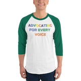 MMAA Pride - Advocating for Every Voice - 3/4 sleeve raglan shirt